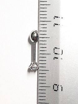 Микроштанга ( 6 мм) для пирсинга уха с радужным кристаллом 4 мм. Медицинская сталь. 1шт.