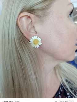 Серьги-пуссеты Ромашки