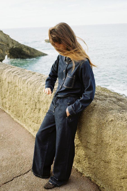 ZARA ДЖИНСЫ-ДЖОГГЕРЫ Z1975 WIDE-LEG, СИНИЙ