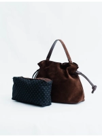 Сумка мешок через плечо средняя натуральная замша