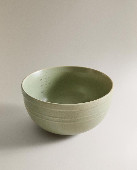 ZARA HOME КРУГЛАЯ КЕРАМИЧЕСКАЯ МИСКА ДЛЯ СМЕШИВАНИЯ, ЗЕЛЕНЫЙ