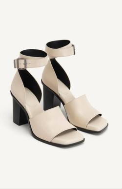 ZARA КОЖАНЫЕ БОСОНОЖКИ, КРЕМОВЫЙ