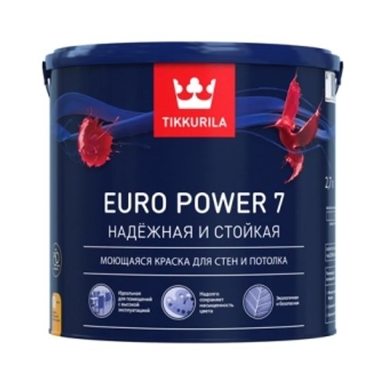 Краска моющаяся для стен и потолков Euro Power 7 Tikkurilla 9л