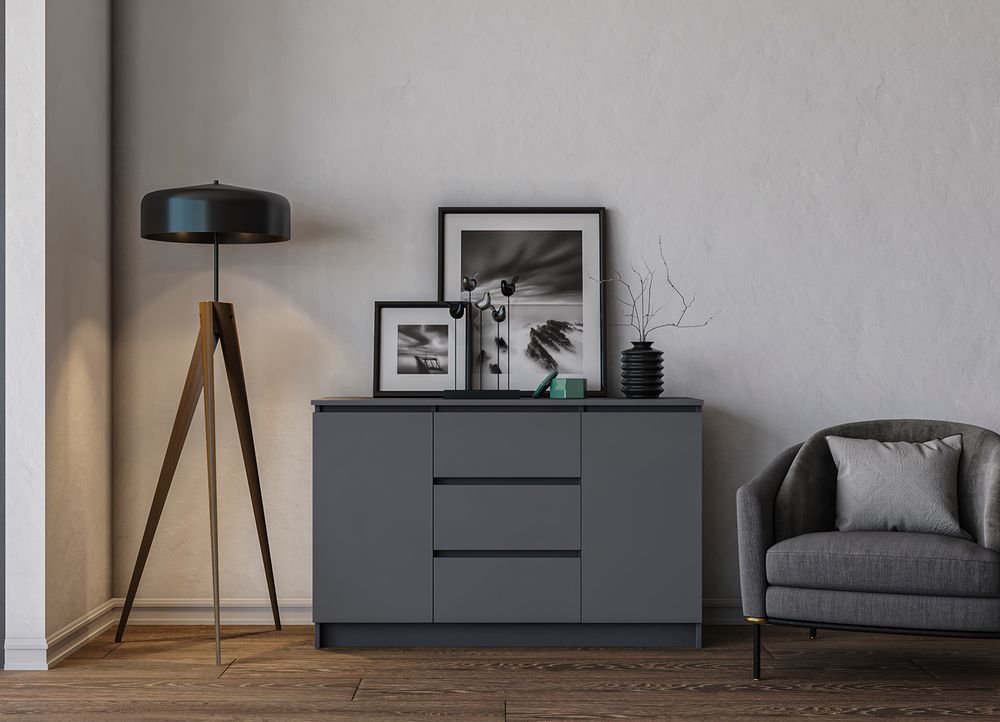 МС Мори Комод МК 1200.3 (NEW) Графит, ДСВ Мебель