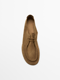 Massimo Dutti Мягкие кожаные туфли на шнуровке, цвет верблюжьей шерсти