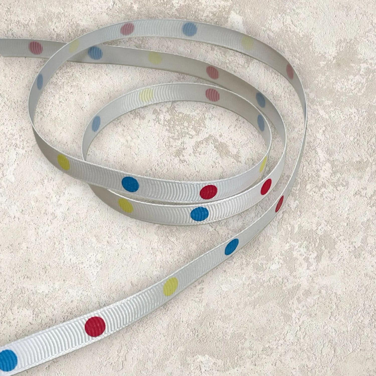 Лента репсовая  1 см разноцветный горох №2(1метр)