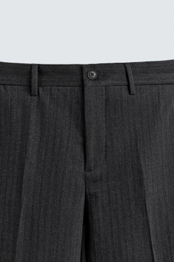 ZARA БРЮКИ ИЗ ФЛАНЕЛИ В ЕЛОЧКУ, АНТРАЦИТОВО-СЕРЫЙ