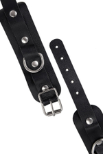 Черные кожаные наручники-браслеты со скруглёнными углами