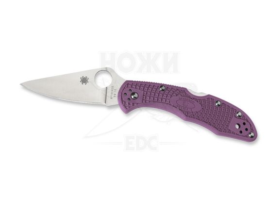 Складной нож Spyderco Delica Flat Ground Purple C11FPPR c клинком из стали VG-10, рукоять FRN