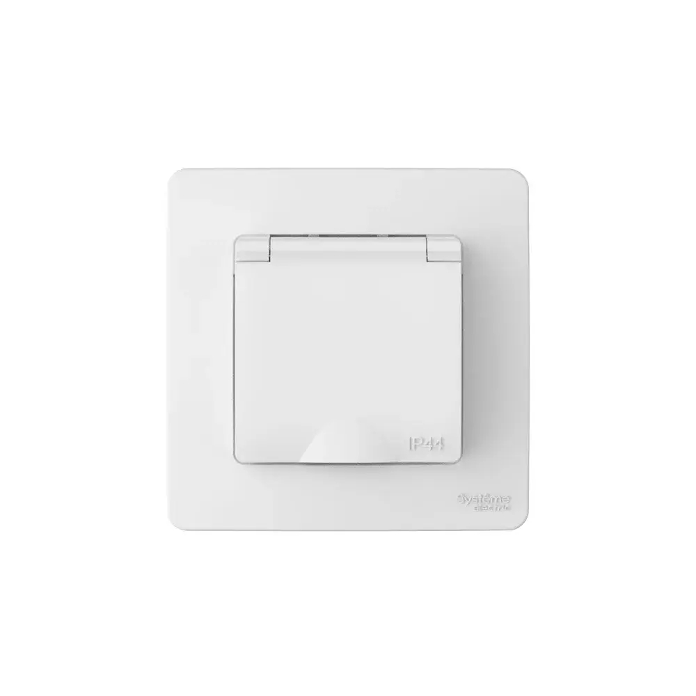 BLANCA С/У IP44 РОЗЕТКА с заземлением со шторками, с крышкой, 16А, 250В, БЕЛЫЙ