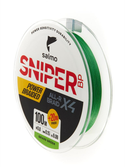 Шнур плетеный Salmo Sniper BP ALL R BRAID х4 Grass Green 120м, 0.15мм