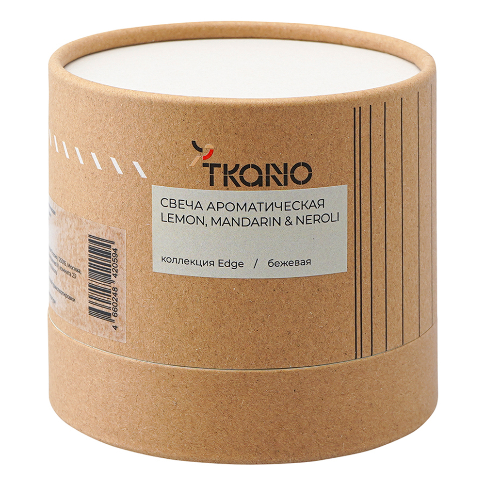 Свеча ароматическая с деревянным фитилём lemon, mandarin & neroli из коллекции edge, бежевый, 60 ч