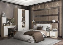 Спальный гарнитур "Софи" № 6 (дуб сонома/белый глянец), ЛДСП