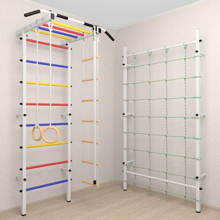 Шведская стенка Sv Pro рукоход 856 (Турник Pro рукоход/Канат/Kольца/Лестница/Канатный лаз/Сетка)