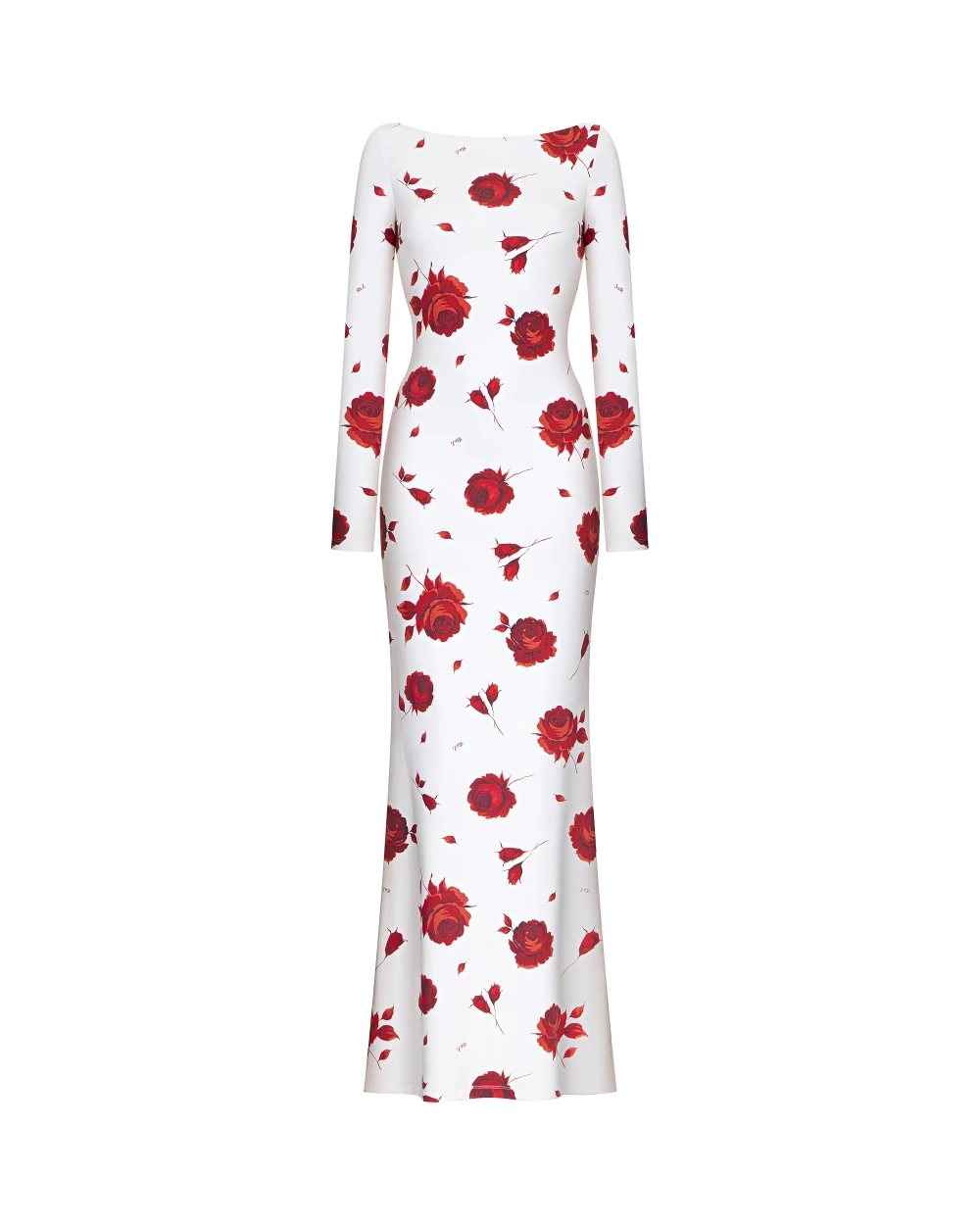 Нэтти макси (Netty maxi), платье макси с длинным рукавом из молочного бифлекса с цветочным принтом