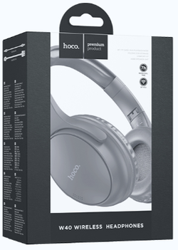 356_ Беспроводные внешние наушники НОСO W40 Mighty wireless headphones, серые ш/к 6931474784957