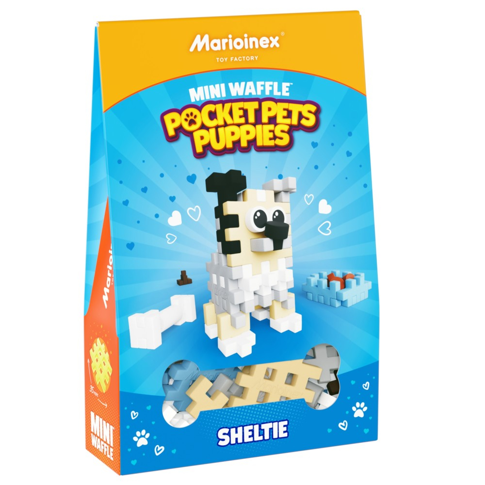 Marioinex - Мини-конструктор Waffle POCKET PETS PUPPIES Шетландский овчарка 49 элементов. 907818