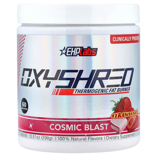 EHPlabs, OxyShred, термогенный сжигатель жира, Cosnic Blast, клубника, 288 г (10,16 унции)