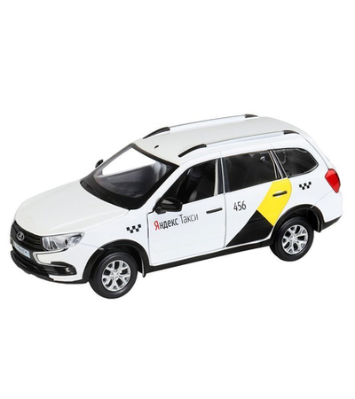 Машина "АВТОПАНОРАМА" Яндекс.Такси LADA GRANTA CROSS, белый, 1/24, свет, звук, в/к 24,5*12,5*10,5см