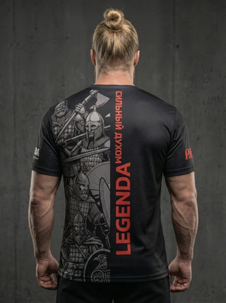 Рашгард с коротким рукавом черный LEGENDA Рать2 красная