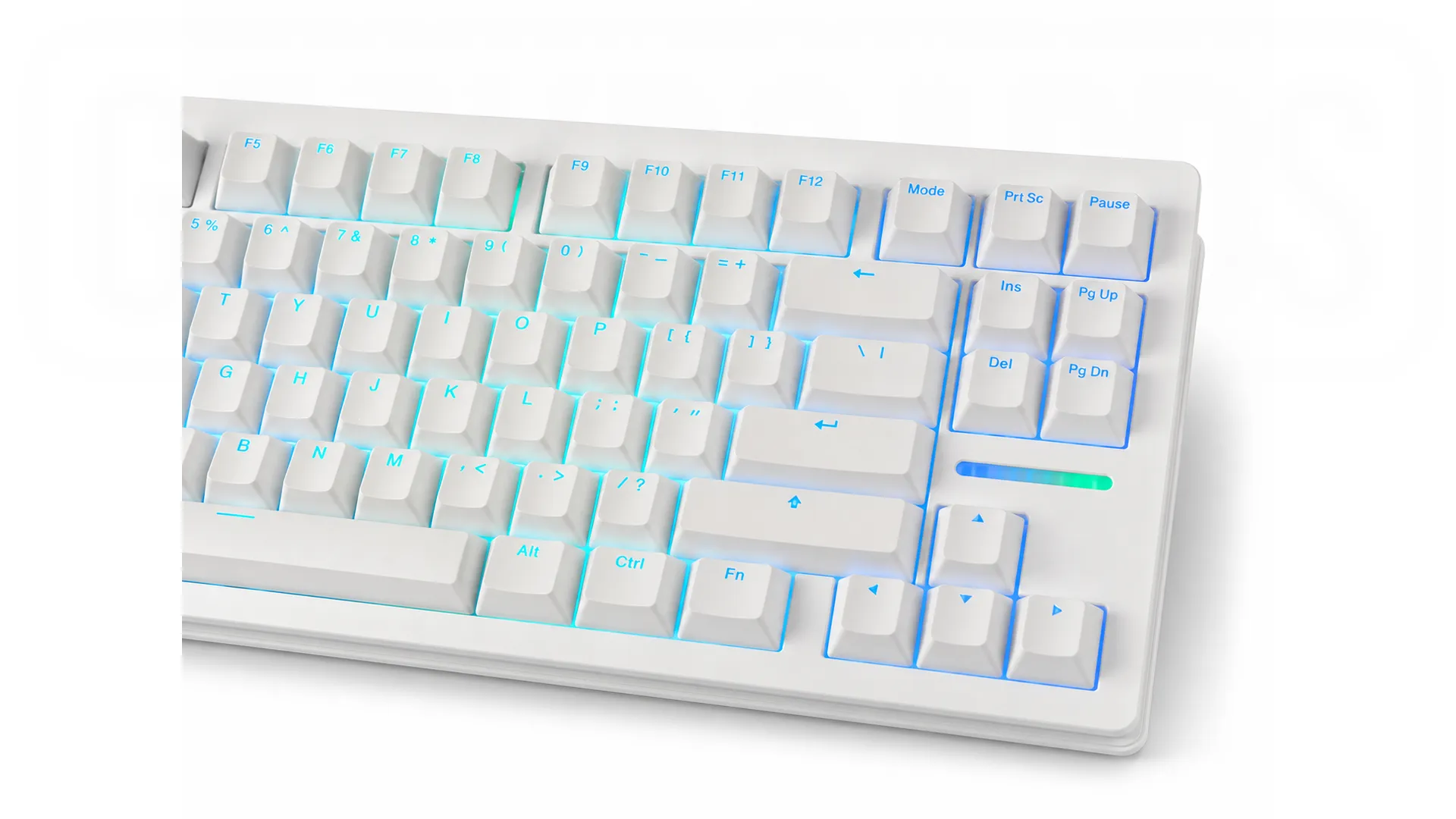 Wooting 80 HE Zinc Alloy White — низкий ракурс