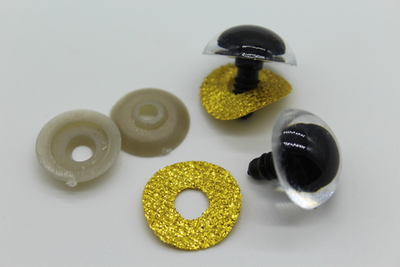 Глаза винтовые с заглушками «Блёстки», 2,2 см (жёлтый)