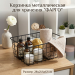 Корзина металлическая универсальная «ФАРГО», цвет черный, 28*21.5*11см (лейбл)