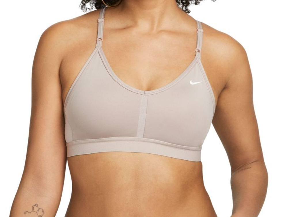 ТОП теннисный Nike Indy Bra V-Neck - diffused taupe/diffused taupe/white