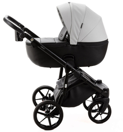 Детская коляска Adamex Nola Deluxe 2 в 1 N-SD107 (СВ.СЕР.КОЖА + ЧЕРН.КОЖА)