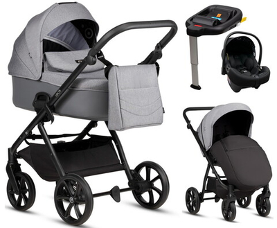 Детская коляска Tutis Leo 3 Plus 4 в 1 с автокреслом Elo Lux EduSky Black и базой 1582227 Stone Grey