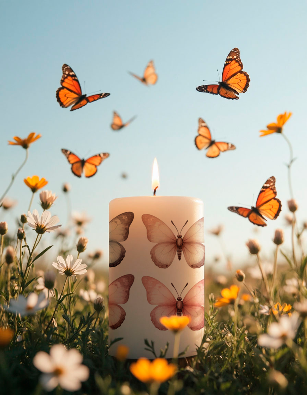 Трансфер переводной - декаль для свечей и гипса бабочки 013 А5