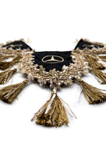 Вымпел тройной Mercedes (экокожа, черный с бежевыми кисточками)