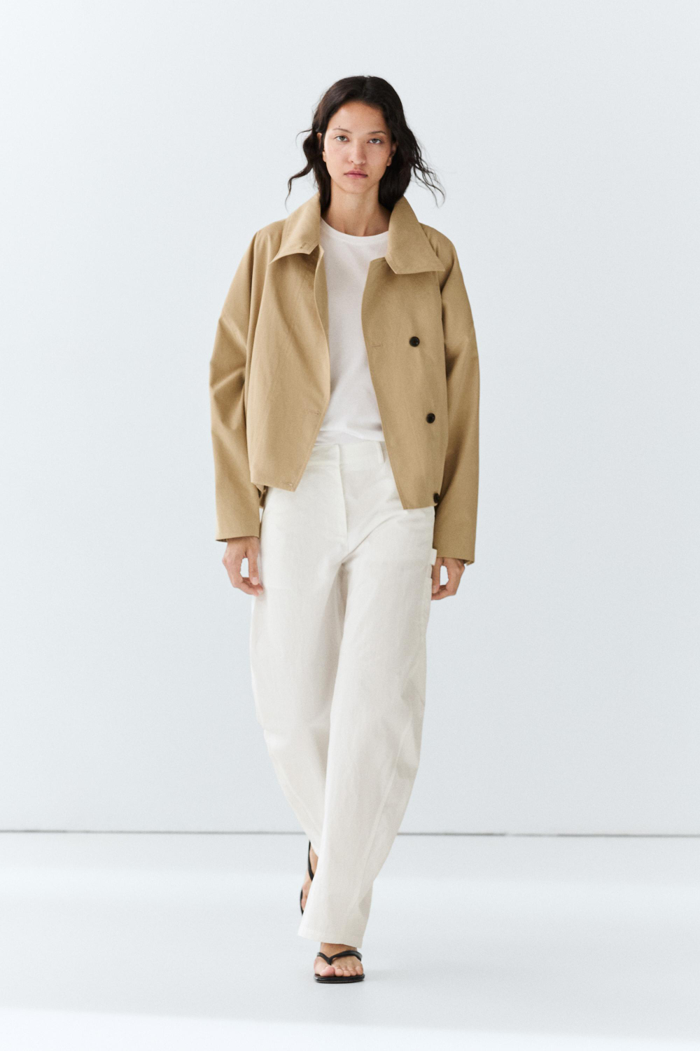 Massimo Dutti Хлопковые брюки карго, белый