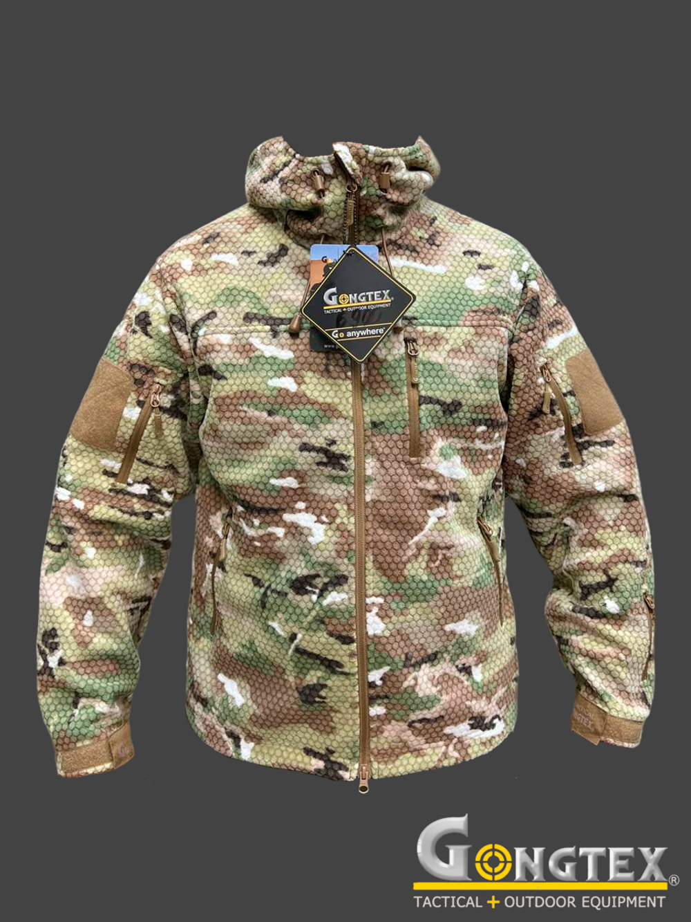 Куртка флисовая Gongtex Hexagon Fleece Alpha Jacket. Мультикам