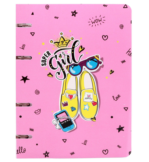 Тетрадь на кольцах ПандаРог СуперДевочка, А5, 80 листов, пластиковая обложка