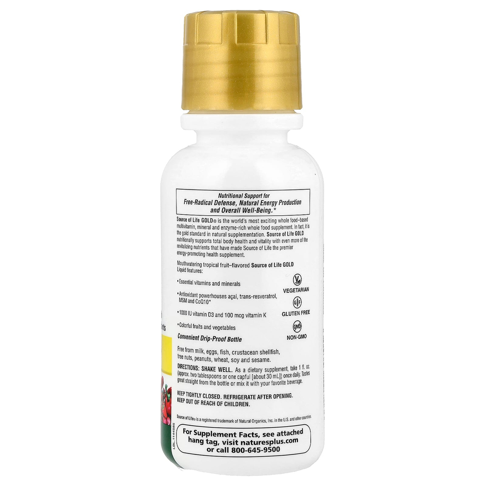 NaturesPlus, Source of Life, Gold® Liquid, тропические фрукты, 240 мл (8 жидк. Унций)