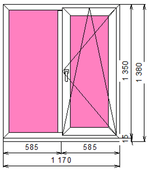 Пластиковое окно 1350 х 1170 ТермА Эко