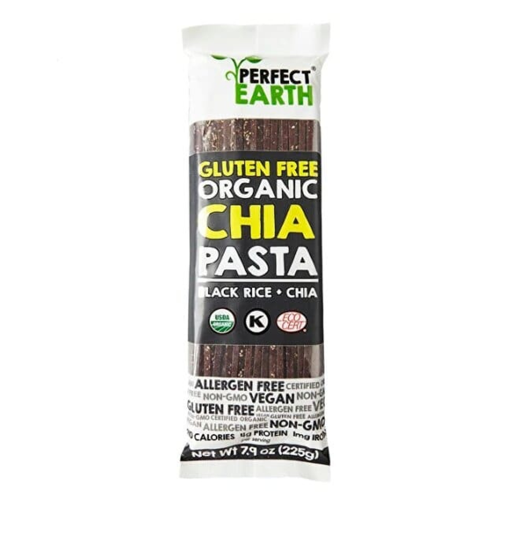 Органическая рисовая лапша Черный рис с семенами чиа Perfect Earth Chia Pasta Black Rice + Chia 225 г
