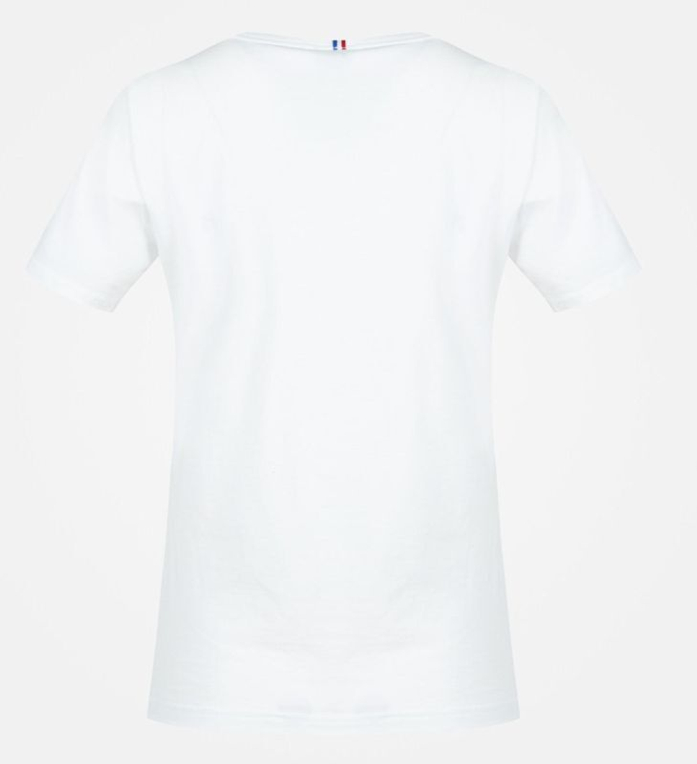 Женская теннисная футболка Le Coq Sportif ESS Tee SS Col V No.1 W - White