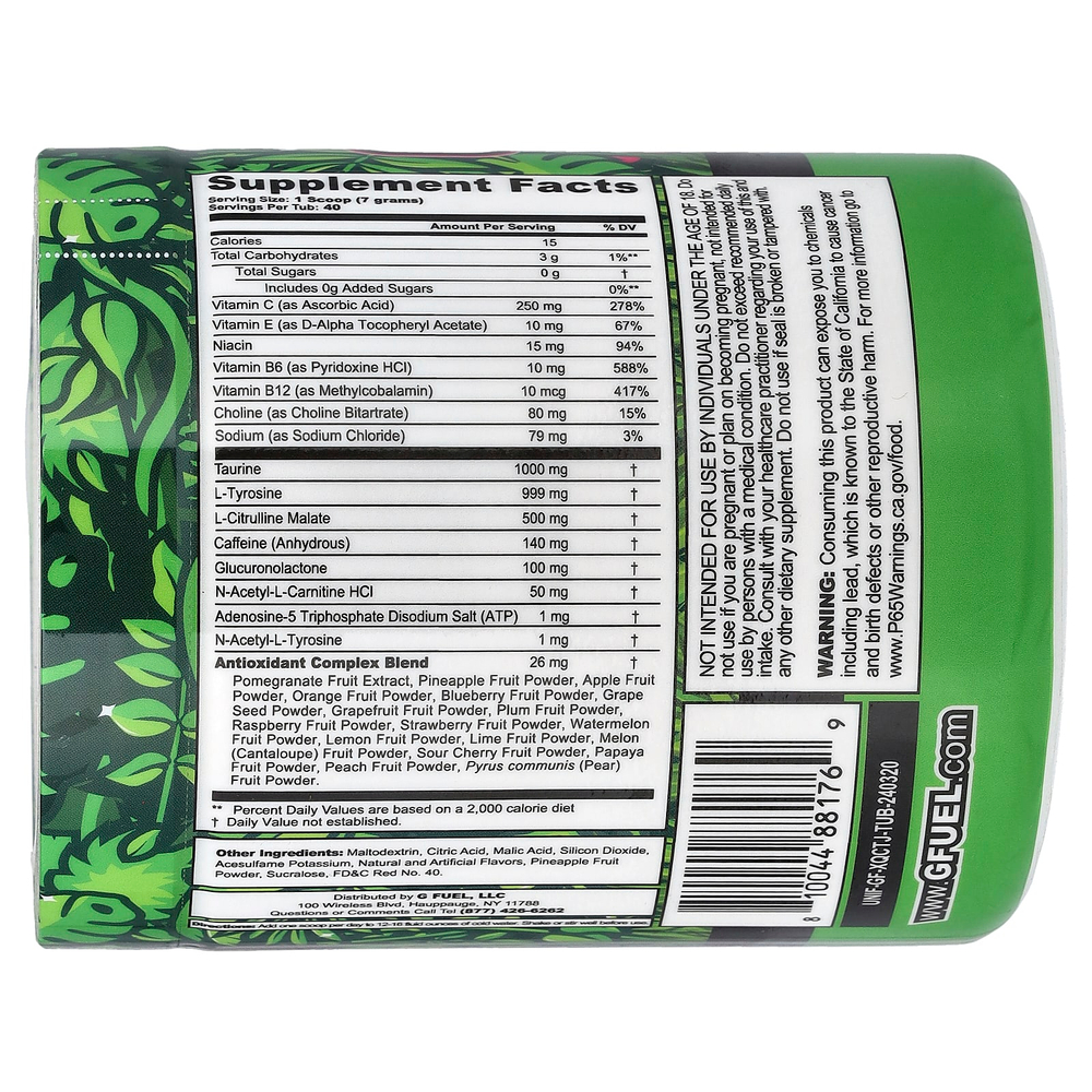 G FUEL, Energy Formula, The Juice, апельсин, ананас и дыня, 280 г (9,9 унции)