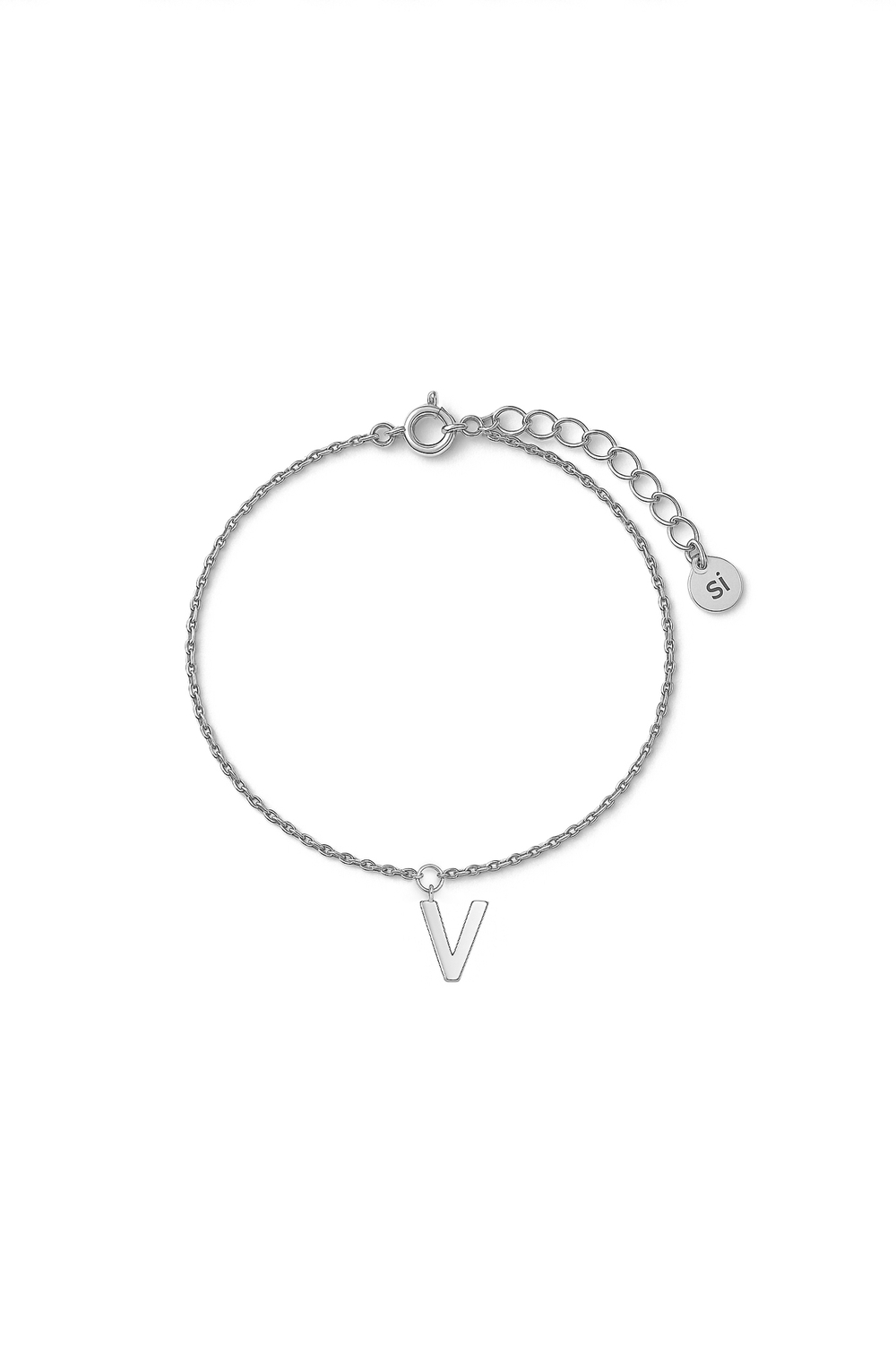 Серебряный браслет с буквой "V"