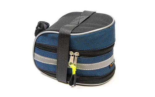 Сумка велосипедная TRIX под седло, большая, 17х11х10см, водонепроницаемая, светоотражающие вставки, серо-синяя вс065.017.1.0