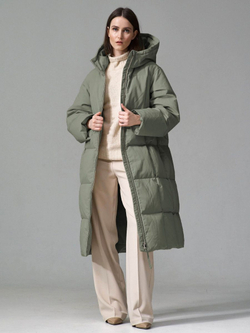 Пуховик длинный, хаки, SilverFox