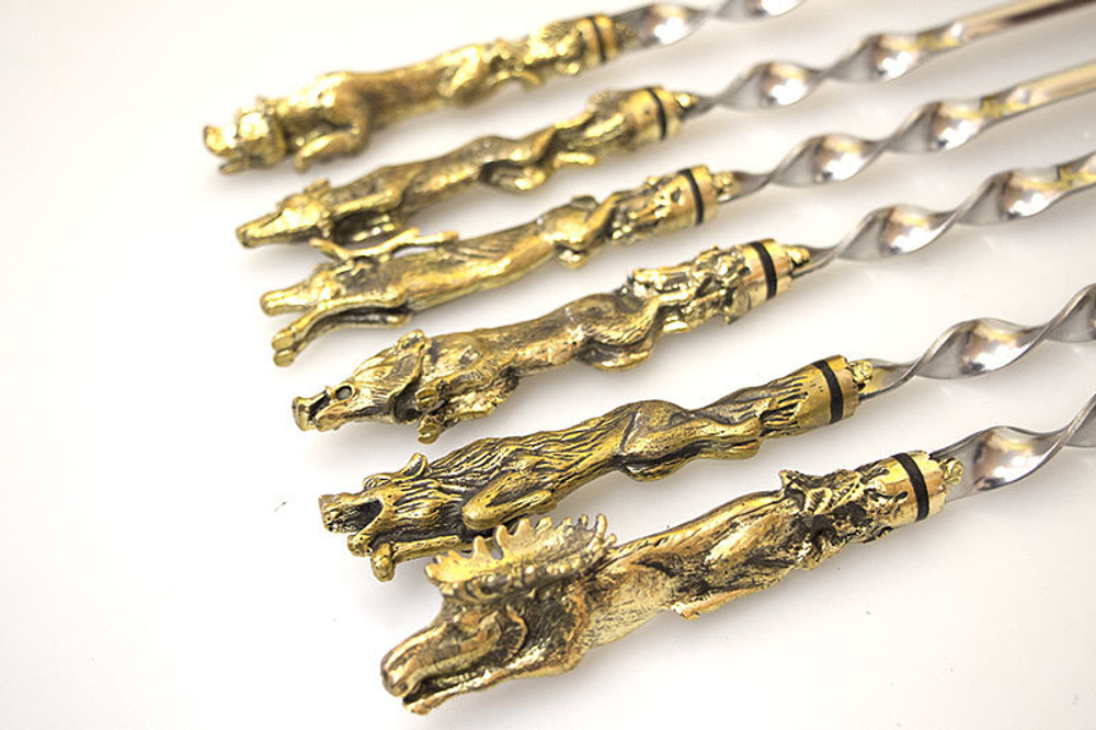 Шашлычный набор «Звери» на 6 шампуров