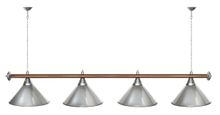 Лампа STARTBILLIARDS 4 пл. (плафоны коричневые,штанга голубая,фурнитура золото)