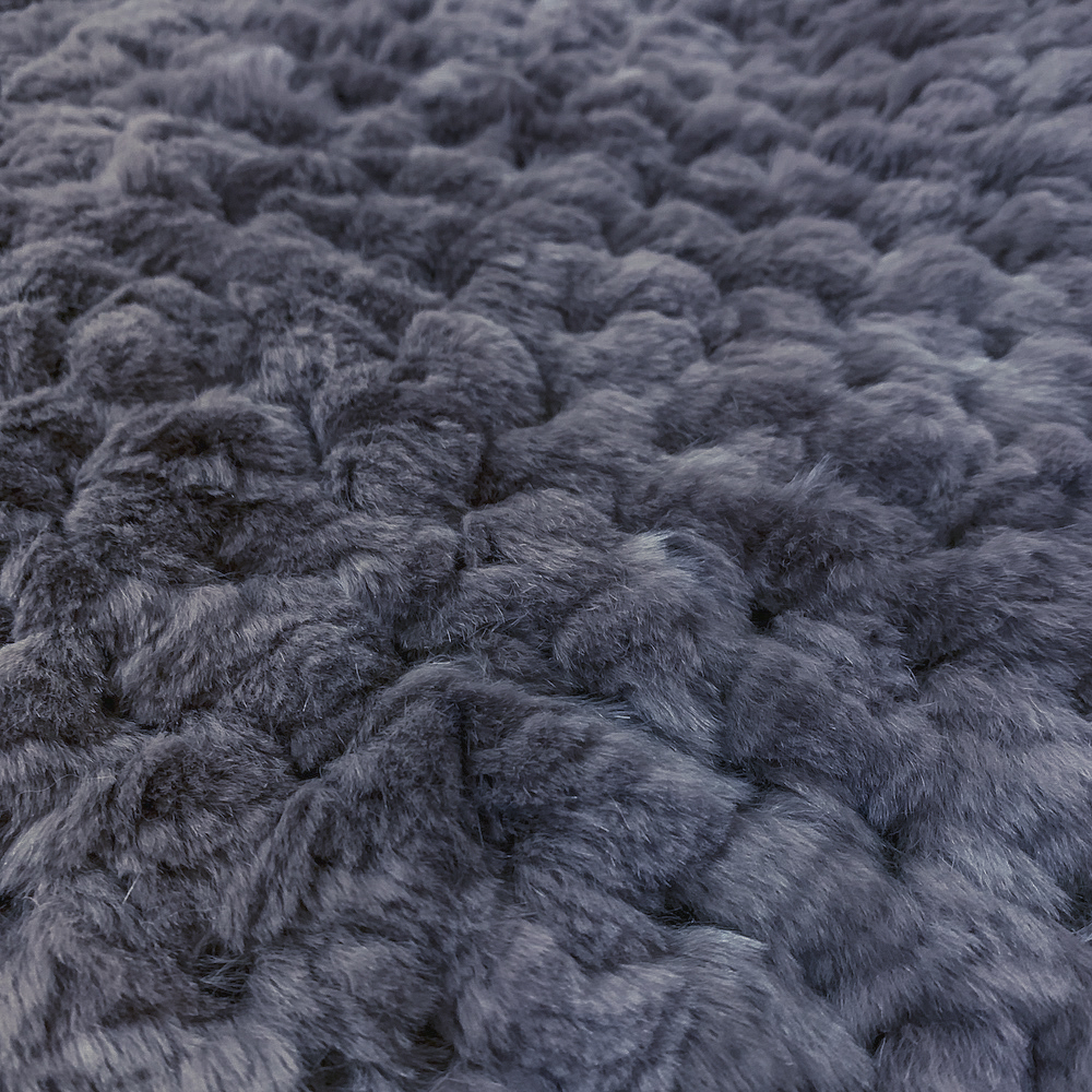 Вязаный плед из натурального меха рекс 200*150 см (темный графит, однотонный)