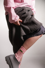 Юбка-трапеция из плюшевой ткани, графит