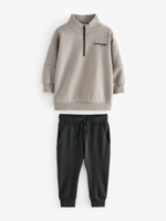 Толстовка с молнией и джоггеры в комплекте для мальчика Next N96-312, Серый, Черный
