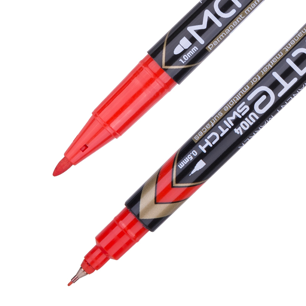 Маркер для CD/DVD DELI "Mate" перманентный двухсторонний, 0,5-1,0 мм, красный