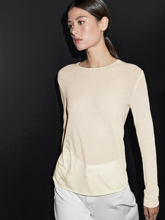 Massimo Dutti Легкая футболка с длинным рукавом, желтый
